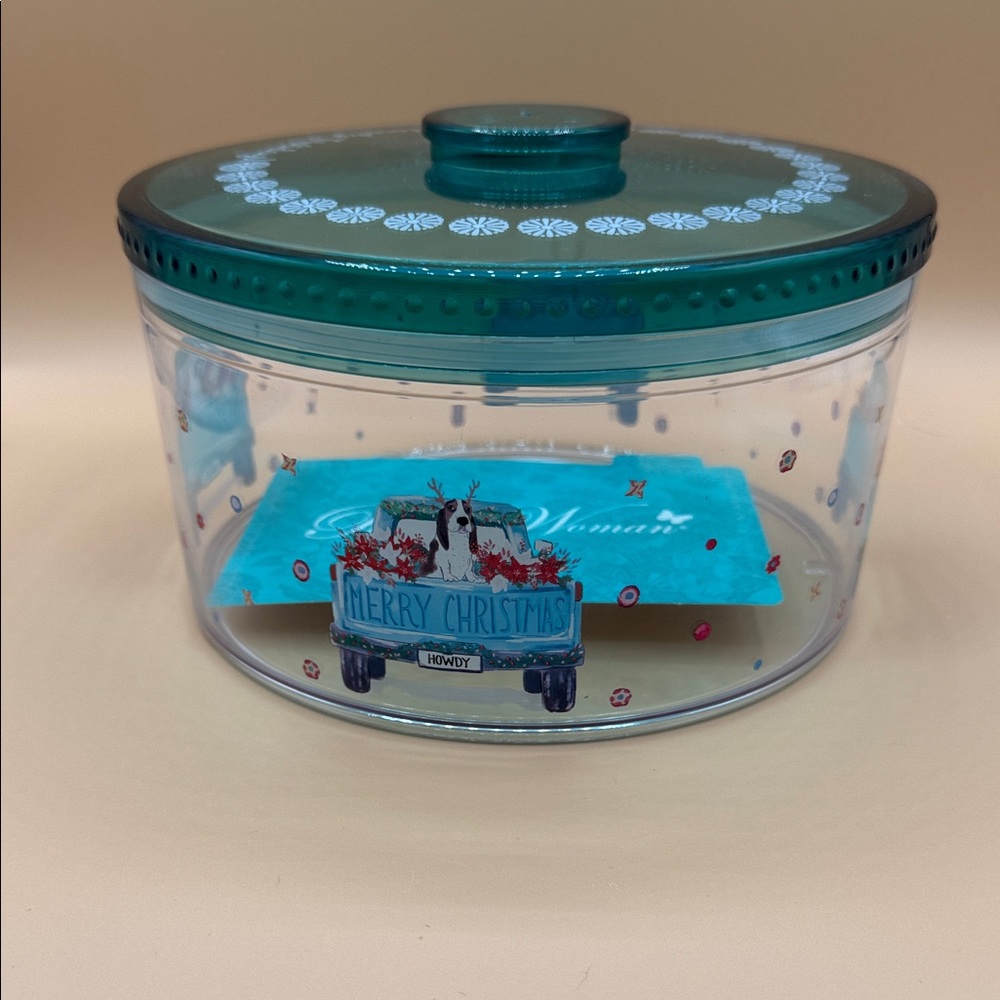 The Pioneer Woman Teal and Clear Christmas Container